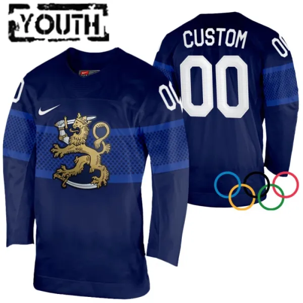 Suomi Lasten Pelipaita 2022 Authentic Navy ( Omalla Nimellä )