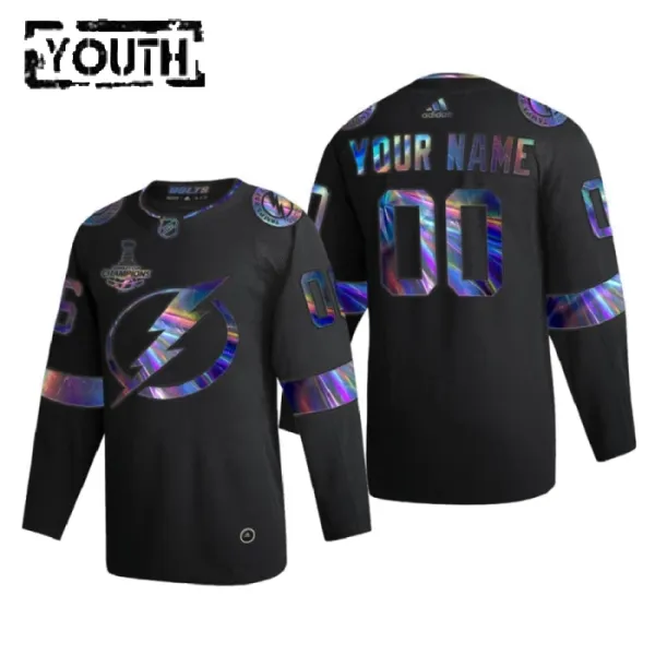 Tampa Bay Lightning Lasten Pelipaita Iridescent Holographic Authentic Musta ( Omalla Nimellä ) Tampa Bay Lightning Lasten Pelipaita Iridescent Holographic Authentic Musta ( Omalla Nimellä )