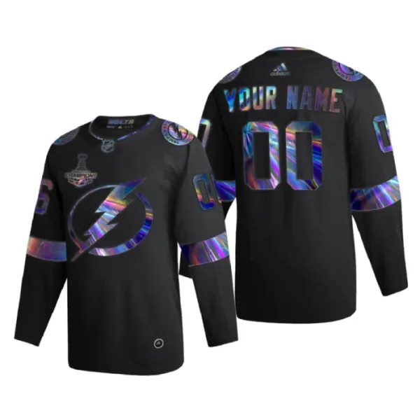 Tampa Bay Lightning Pelipaita Iridescent Holographic Authentic Musta ( Omalla Nimellä ) Tampa Bay Lightning Pelipaita Iridescent Holographic Authentic Musta ( Omalla Nimellä )