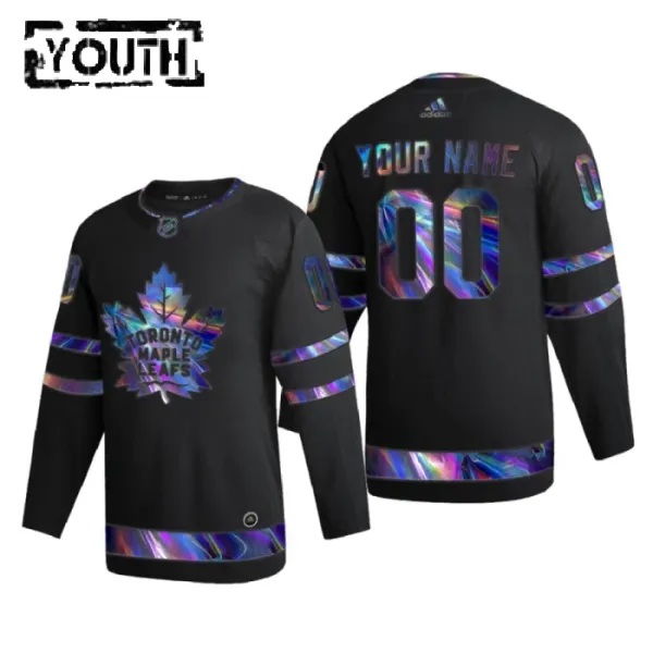 Toronto Maple Leafs Lasten Pelipaita Iridescent Holographic Authentic Musta ( Omalla Nimellä ) Toronto Maple Leafs Lasten Pelipaita Iridescent Holographic Authentic Musta ( Omalla Nimellä )
