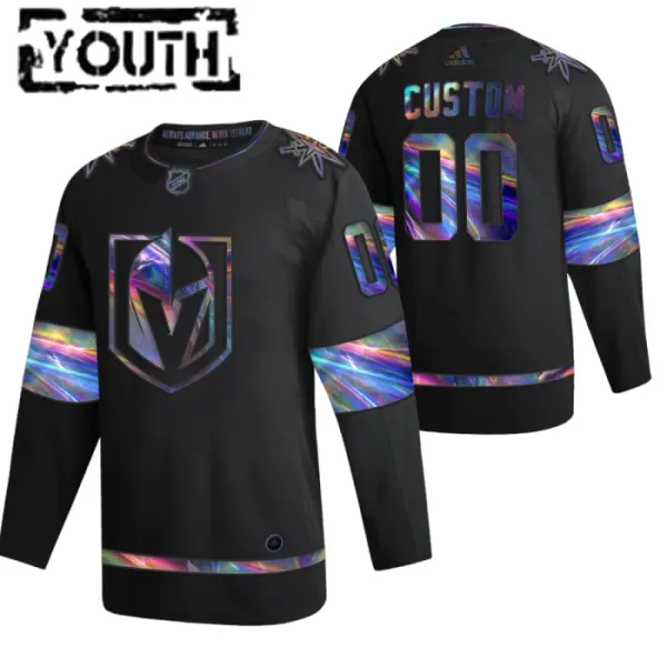 Vegas Golden Knights Lasten Pelipaita Iridescent Holographic Authentic Musta ( Omalla Nimellä ) Vegas Golden Knights Lasten Pelipaita Iridescent Holographic Authentic Musta ( Omalla Nimellä )