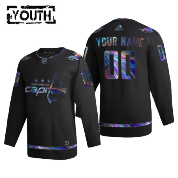 Washington Capitals Lasten Pelipaita Iridescent Holographic Authentic Musta ( Omalla Nimellä ) Washington Capitals Lasten Pelipaita Iridescent Holographic Authentic Musta ( Omalla Nimellä )
