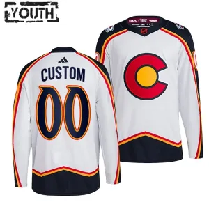 Adidas Colorado Avalanche Lasten Pelipaita 2022-2023 Reverse Retro 2.0 Authentic Valkoinen ( Omalla Nimellä )
