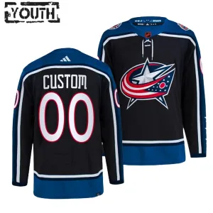 Adidas Columbus Blue Jackets Lasten Pelipaita 2022-2023 Reverse Retro 2.0 Authentic Musta ( Omalla Nimellä )