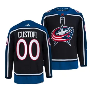 Adidas Columbus Blue Jackets Pelipaita 2022-2023 Reverse Retro 2.0 Authentic Musta ( Omalla Nimellä )