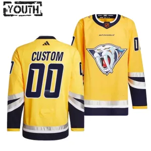 Adidas Nashville Predators Lasten Pelipaita 2022-2023 Reverse Retro 2.0 Authentic Keltainen ( Omalla Nimellä )