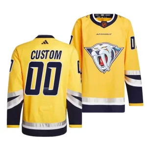 Adidas Nashville Predators Pelipaita 2022-2023 Reverse Retro 2.0 Authentic Keltainen ( Omalla Nimellä )