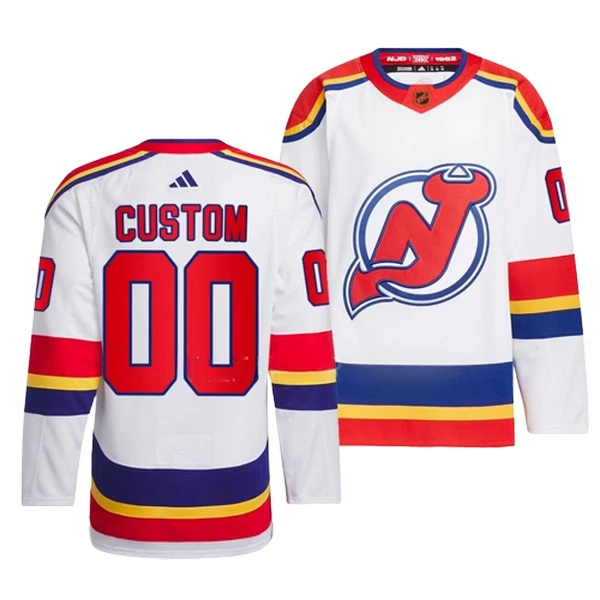 Adidas New Jersey Devils Pelipaita 2022-2023 Reverse Retro 2.0 Authentic Valkoinen ( Omalla Nimellä ) Adidas New Jersey Devils Pelipaita 2022-2023 Reverse Retro 2.0 Authentic Valkoinen ( Omalla Nimellä )