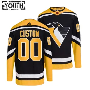 Adidas Pittsburgh Penguins Lasten Pelipaita 2022-2023 Reverse Retro 2.0 Authentic Musta ( Omalla Nimellä )