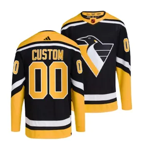 Adidas Pittsburgh Penguins Pelipaita 2022-2023 Reverse Retro 2.0 Authentic Musta ( Omalla Nimellä )
