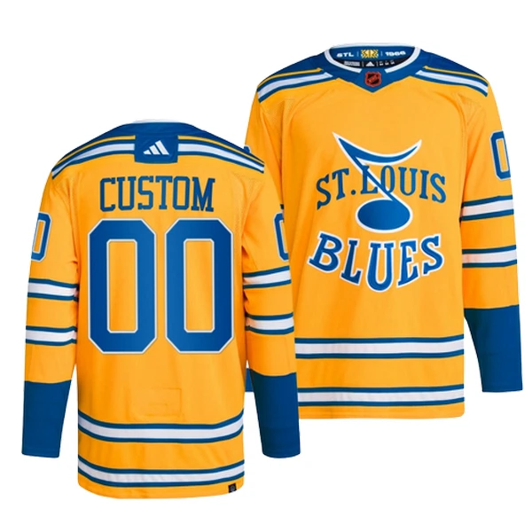 Adidas St. Louis Blues Pelipaita 2022-2023 Reverse Retro 2.0 Authentic Keltainen ( Omalla Nimellä ) Adidas St. Louis Blues Pelipaita 2022-2023 Reverse Retro 2.0 Authentic Keltainen ( Omalla Nimellä )