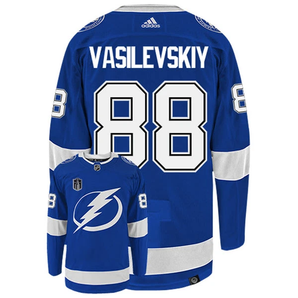 Adidas Tampa Bay Lightning Andrei Vasilevskiy 88 Pelipaita Stanley Cup 2022 Authentic Sininen Adidas Tampa Bay Lightning Andrei Vasilevskiy 88 Pelipaita Stanley Cup 2022 Authentic Sininen