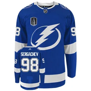 Adidas Tampa Bay Lightning Mikhail Sergachev 98 Pelipaita Stanley Cup 2022 Authentic Sininen