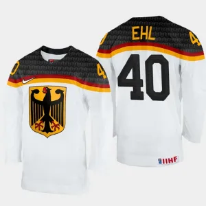 Saksa Alexander Ehl 40 Pelipaita IIHF World Championship 2023 Valkoinen