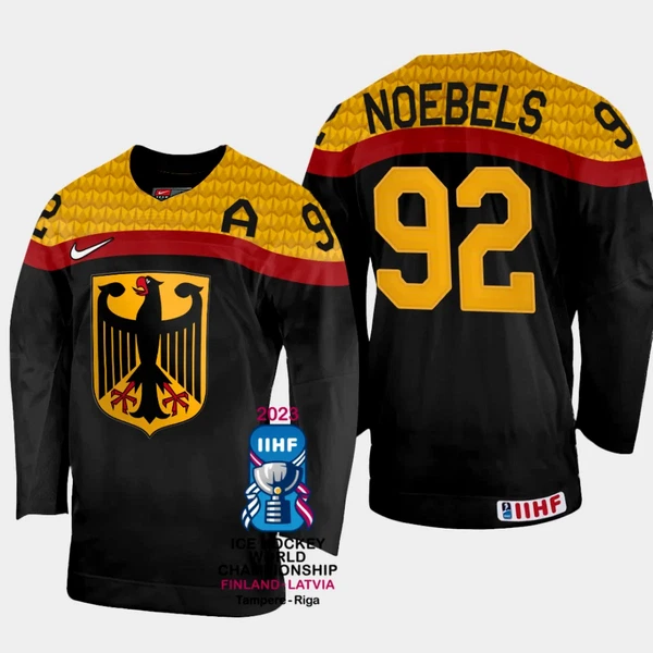 Saksa Marcel Noebels 92 Pelipaita IIHF World Championship 2023 Musta Saksa Marcel Noebels 92 Pelipaita IIHF World Championship 2023 Musta