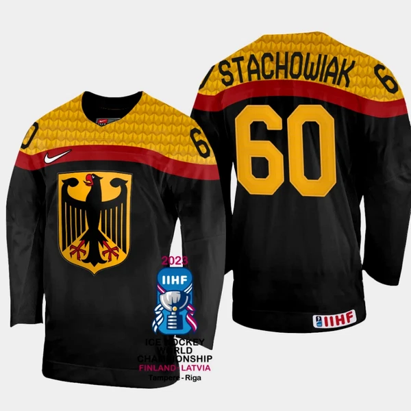 Saksa Wojciech Stachowiak 60 Pelipaita IIHF World Championship 2023 Musta Saksa Wojciech Stachowiak 60 Pelipaita IIHF World Championship 2023 Musta