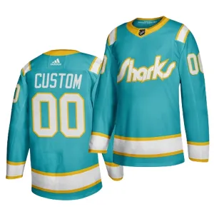 San Jose Sharks Pelipaita Throwback Authentic Teal ( Omalla Nimellä )