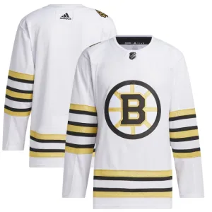 Adidas Boston Bruins 100-Vuotispäivä Pelipaita 2023-2024 Authentic Valkoinen ( Omalla Nimellä )