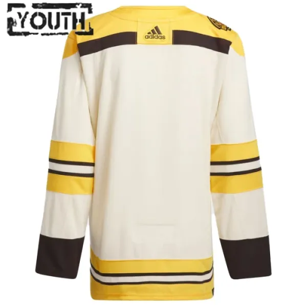 Adidas Boston Bruins Lasten 100-Vuotispäivä Pelipaita 2023-2024 Authentic Kermanvärinen ( Omalla Nimellä )