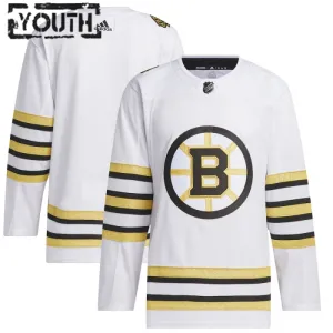 Adidas Boston Bruins Lasten 100-Vuotispäivä Pelipaita 2023-2024 Authentic Valkoinen ( Omalla Nimellä )