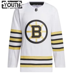 Adidas Boston Bruins Lasten 100-Vuotispäivä Pelipaita 2023-2024 Authentic Valkoinen ( Omalla Nimellä )