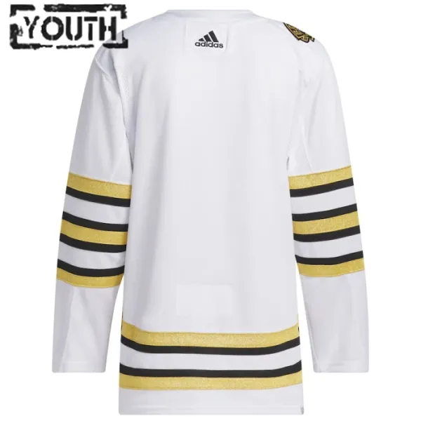 Adidas Boston Bruins Lasten 100-Vuotispäivä Pelipaita 2023-2024 Authentic Valkoinen ( Omalla Nimellä )