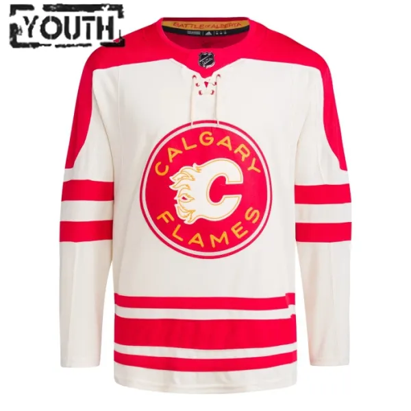 Adidas Calgary Flames Lasten Pelipaita 2023-2024 Heritage Classic Authentic ( Omalla Nimellä )