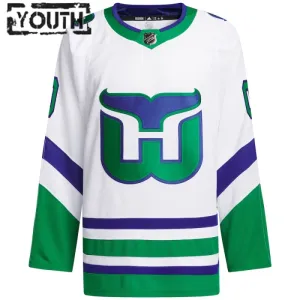 Adidas Carolina Hurricanes Lasten Pelipaita 2023-2024 Authentic Valkoinen ( Omalla Nimellä )