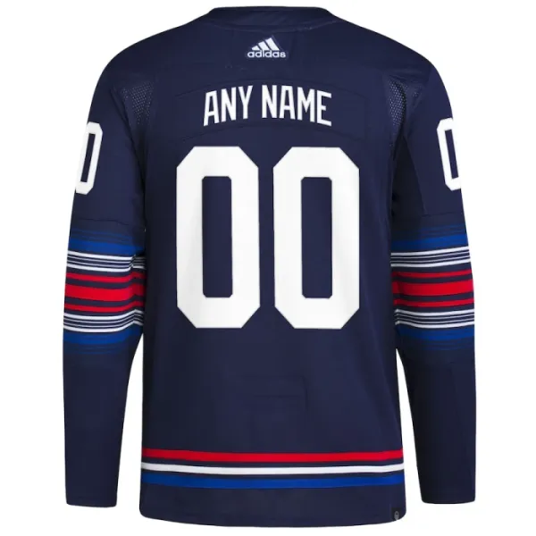 Adidas New York Rangers Pelipaita 2023-2024 Kolmos Authentic Navy ( Omalla Nimellä )