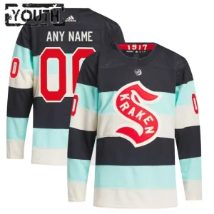 Adidas Seattle Kraken Lasten Pelipaita 2023-2024 Winter Classic Authentic Sininen ( Omalla Nimellä )