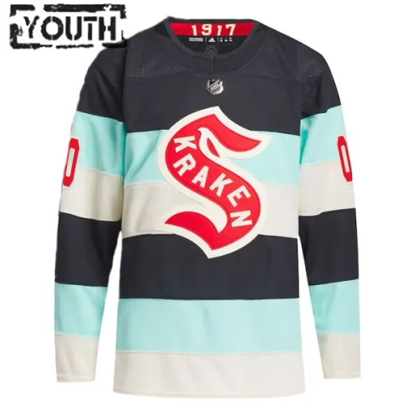 Adidas Seattle Kraken Lasten Pelipaita 2023-2024 Winter Classic Authentic Sininen ( Omalla Nimellä )