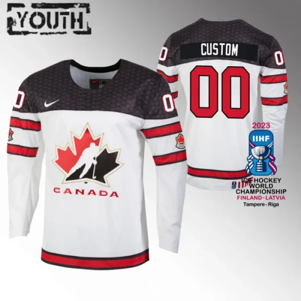 Kanada Lasten Pelipaita IIHF World Championship 2023 Valkoinen ( Omalla Nimellä ) Kanada Lasten Pelipaita IIHF World Championship 2023 Valkoinen ( Omalla Nimellä )
