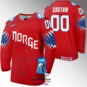 Norja Pelipaita IIHF World Championship 2023 Punainen ( Omalla Nimellä )