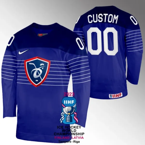 Ranska Pelipaita IIHF World Championship 2023 Sininen ( Omalla Nimellä ) Ranska Pelipaita IIHF World Championship 2023 Sininen ( Omalla Nimellä )