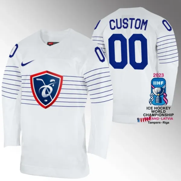 Ranska Pelipaita IIHF World Championship 2023 Valkoinen ( Omalla Nimellä ) Ranska Pelipaita IIHF World Championship 2023 Valkoinen ( Omalla Nimellä )