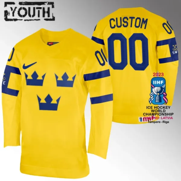Ruotsi Lasten Pelipaita IIHF World Championship 2023 Keltainen ( Omalla Nimellä ) Ruotsi Lasten Pelipaita IIHF World Championship 2023 Keltainen ( Omalla Nimellä )