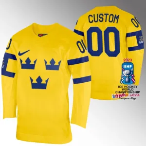Ruotsi Pelipaita IIHF World Championship 2023 Keltainen ( Omalla Nimellä )