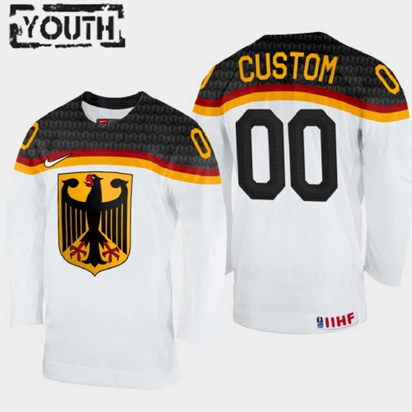 Saksa Lasten Pelipaita IIHF World Championship 2023 Valkoinen ( Omalla Nimellä ) Saksa Lasten Pelipaita IIHF World Championship 2023 Valkoinen ( Omalla Nimellä )