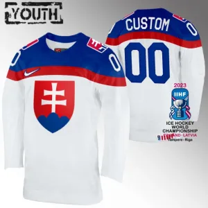Slovakia Lasten Pelipaita IIHF World Championship 2023 Valkoinen ( Omalla Nimellä )