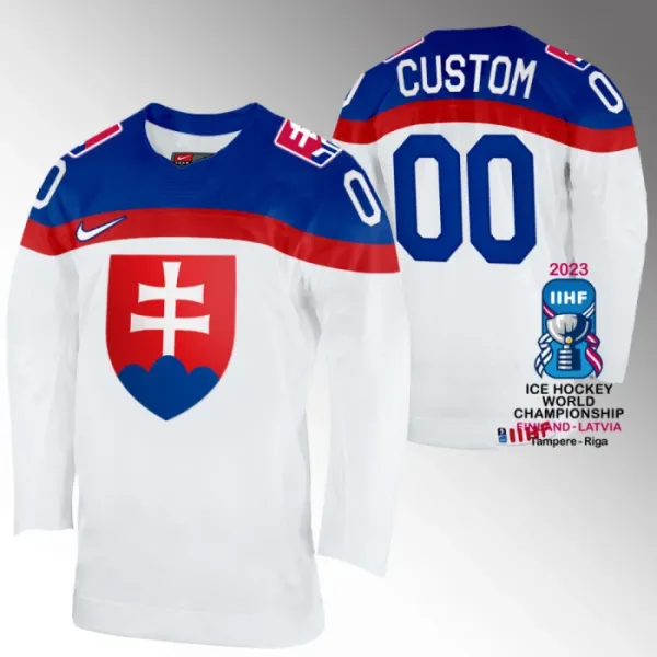 Slovakia Pelipaita IIHF World Championship 2023 Valkoinen ( Omalla Nimellä ) Slovakia Pelipaita IIHF World Championship 2023 Valkoinen ( Omalla Nimellä )