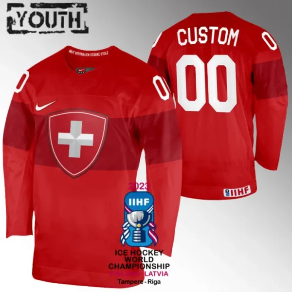 Sveitsi Lasten Pelipaita IIHF World Championship 2023 Punainen ( Omalla Nimellä ) Sveitsi Lasten Pelipaita IIHF World Championship 2023 Punainen ( Omalla Nimellä )