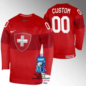 Sveitsi Pelipaita IIHF World Championship 2023 Punainen ( Omalla Nimellä )