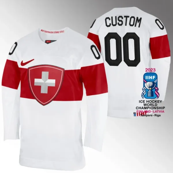 Sveitsi Pelipaita IIHF World Championship 2023 Valkoinen ( Omalla Nimellä ) Sveitsi Pelipaita IIHF World Championship 2023 Valkoinen ( Omalla Nimellä )