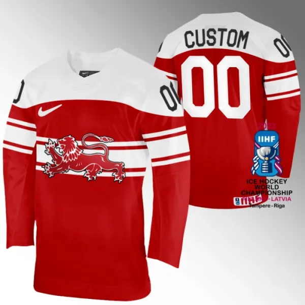 Tanska Pelipaita IIHF World Championship 2023 Punainen ( Omalla Nimellä ) Tanska Pelipaita IIHF World Championship 2023 Punainen ( Omalla Nimellä )