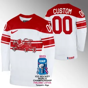 Tanska Pelipaita IIHF World Championship 2023 Valkoinen ( Omalla Nimellä )