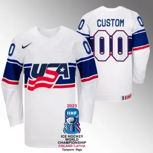 USA Pelipaita IIHF World Championship 2023 Valkoinen ( Omalla Nimellä )