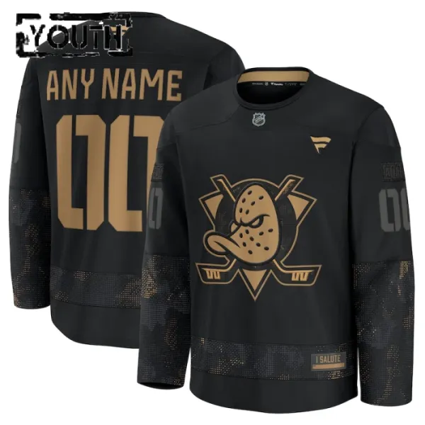 Fanatics Anaheim Ducks Lasten Pelipaita 2024-2025 Military Appreciation Practice Musta ( Omalla Nimellä ) Fanatics Anaheim Ducks Lasten Pelipaita 2024-2025 Military Appreciation Practice Musta ( Omalla Nimellä )