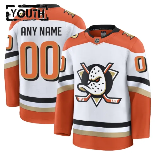 Fanatics Anaheim Ducks Lasten Pelipaita 2024-2025 Vieras Premium Valkoinen ( Omalla Nimellä ) Fanatics Anaheim Ducks Lasten Pelipaita 2024-2025 Vieras Premium Valkoinen ( Omalla Nimellä )