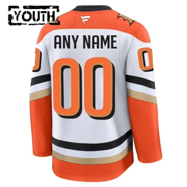 Fanatics Anaheim Ducks Lasten Pelipaita 2024-2025 Vieras Premium Valkoinen ( Omalla Nimellä )
