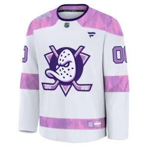 Fanatics Anaheim Ducks Pelipaita 2024-2025 Hockey Fights Cancer Practice Valkoinen ( Omalla Nimellä )